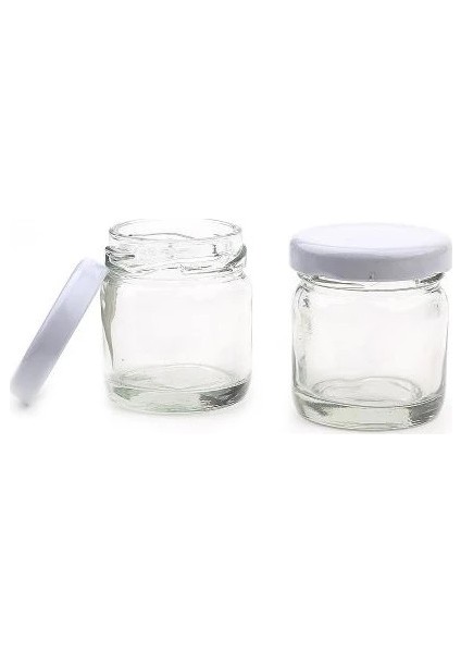 40CC Şeffaf Cam Beyaz Kapak Kavanoz,mini Kavanoz,bal Kavanozu,süs KAVANOZU,100 Adet