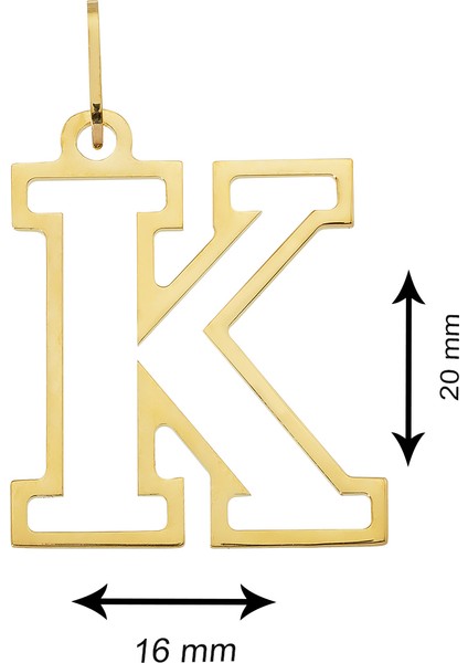 14 Ayar Altın K Harfi Kadın Kolye Ucu fiyatları