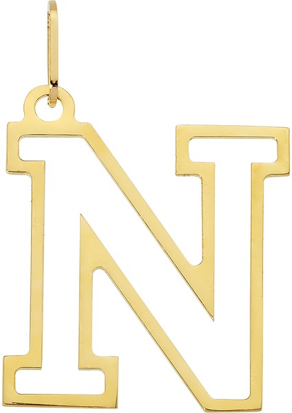14 Ayar Altın N Harfi Kadın Kolye Ucu