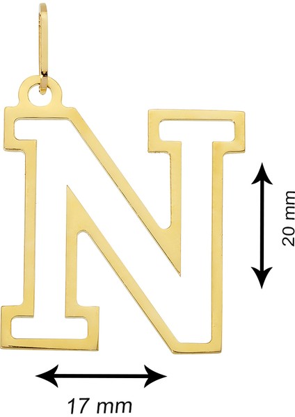 14 Ayar Altın N Harfi Kadın Kolye Ucu fiyatları