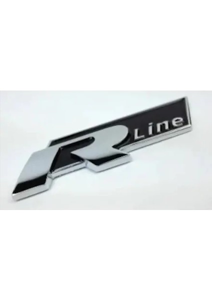 Volkswagen R-Line Metal Logo-Silver-Black