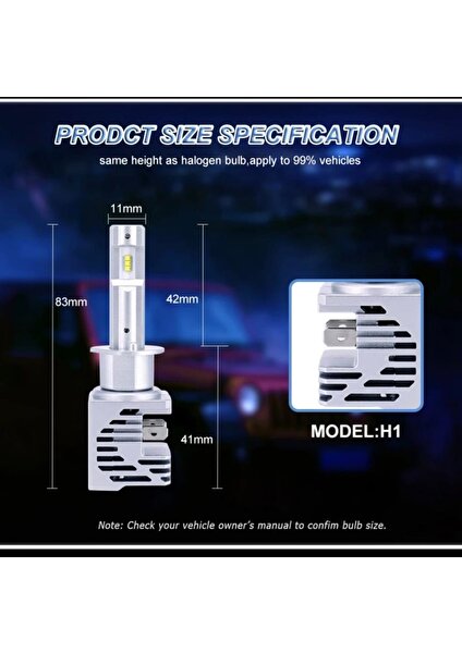 10OTO Tn H1 Mini LED Xenon 10000LM Zes Çipli M3 Süper Küçük (Odaklamalı)