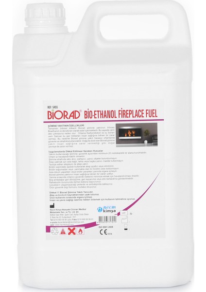 5 Litre Bio Ethanol Bacasız Şömine Yakıtı 4 Adet