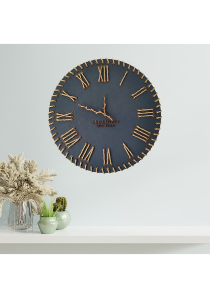 Blackframe Naturel Lines Antrasit Gri Duvar Saati - 60CM