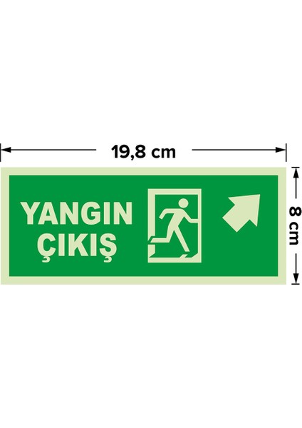 - Yangın Çıkışı Sağ Üst Ok Lümen Folyo Levhası - Dekote Malzeme 19.5X8CM