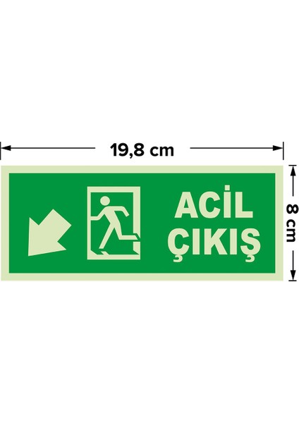 - Acil Çıkış Sol Aşağı Ok Lümen Folyo Levhası - Dekote Malzeme 19.5X8CM modelleri
