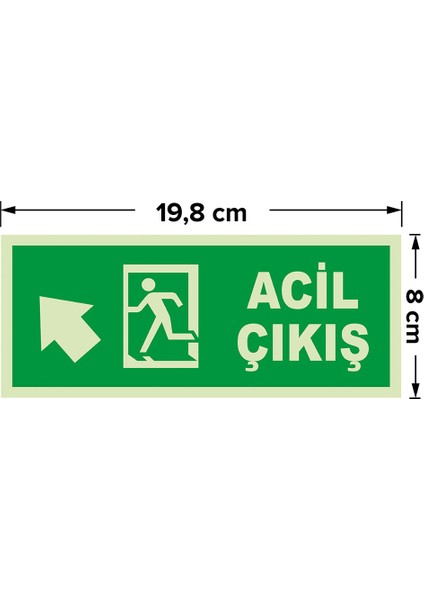 - Acil Çıkış Sol Üst Ok Lümen Folyo Levhası - Dekote Malzeme 19.5X8CM modelleri
