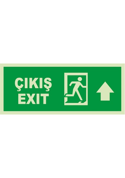 - Çıkış Exit Ileri Ok Lümen Folyo Levhası - Dekote Malzeme 19.5X8CM
