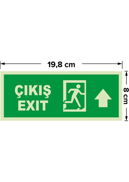 - Çıkış Exit Ileri Ok Lümen Folyo Levhası - Dekote Malzeme 19.5X8CM modelleri