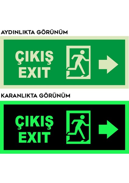 - Çıkış Exit Sağ Ok Lümen Folyo Levhası - Dekote Malzeme 19.5X8CM fiyatları