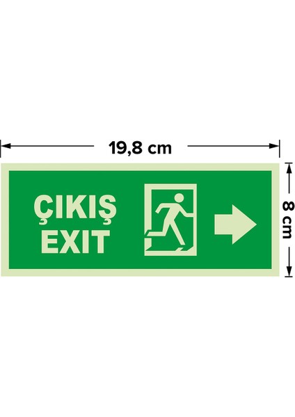 - Çıkış Exit Sağ Ok Lümen Folyo Levhası - Dekote Malzeme 19.5X8CM modelleri
