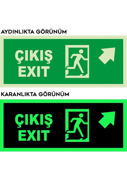 - Çıkış Exit Sağ Üst Ok Lümen Folyo Levhası - Dekote Malzeme 19.5X8CM fiyatları