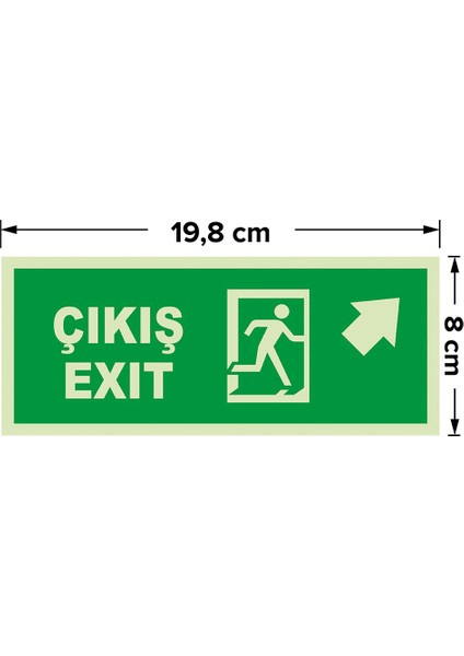 - Çıkış Exit Sağ Üst Ok Lümen Folyo Levhası - Dekote Malzeme 19.5X8CM modelleri