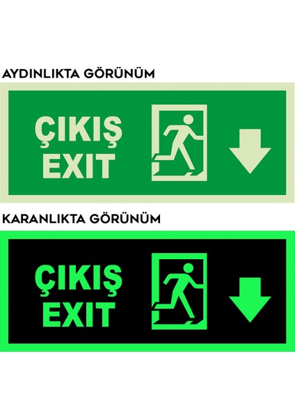 - Exit Çıkış Aşağı Ok Lümen Folyo Levhası - Dekote Malzeme 19.5X8CM fiyatları