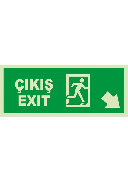 - Exit Çıkış Sağ Aşağı Ok Lümen Folyo Levhası - Dekote Malzeme 19.5X8CM