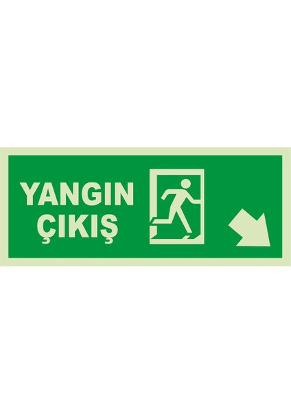 - Yangın Çıkışı Sağ Aşağı Ok Lümen Folyo Levhası - Dekote Malzeme 19.5X8CM