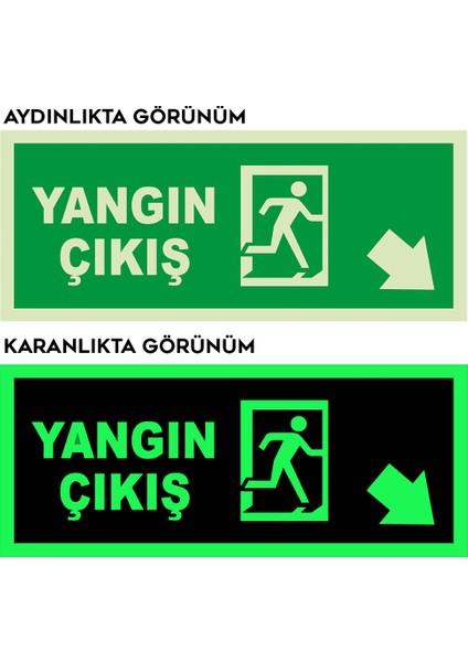 - Yangın Çıkışı Sağ Aşağı Ok Lümen Folyo Levhası - Dekote Malzeme 19.5X8CM fiyatları
