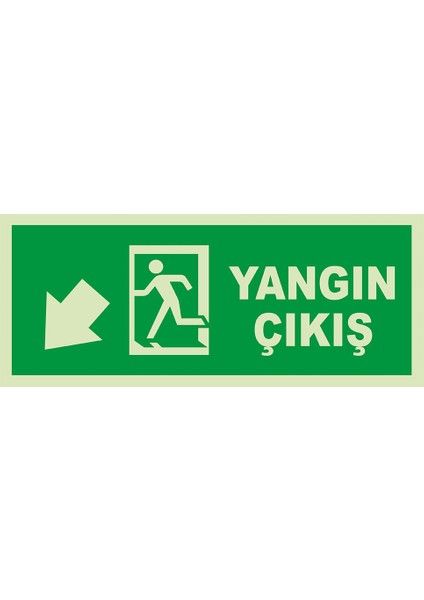 - Yangın Çıkışı Sol Aşağı Ok Lümen Folyo Levhası - Dekote Malzeme 19.5X8CM