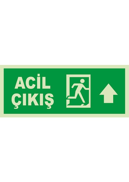 - Acil Çıkış Ileri Ok Lümen Folyo Levhası - Sac Malzeme 19.5X8CM