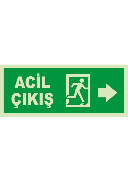 - Acil Çıkış Sağ Ok Lümen Folyo Levhası - Sac Malzeme 19.5X8CM