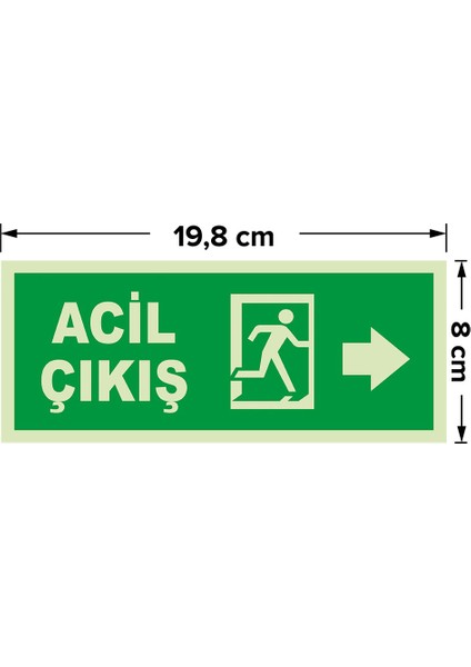 - Acil Çıkış Sağ Ok Lümen Folyo Levhası - Sac Malzeme 19.5X8CM