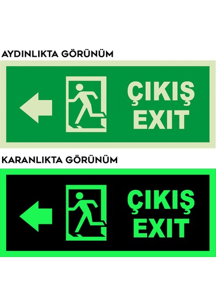 - Çıkış Exit Sol Ok Lümen Folyo Levhasi - Sac Malzeme 19.5X8CM fiyatları