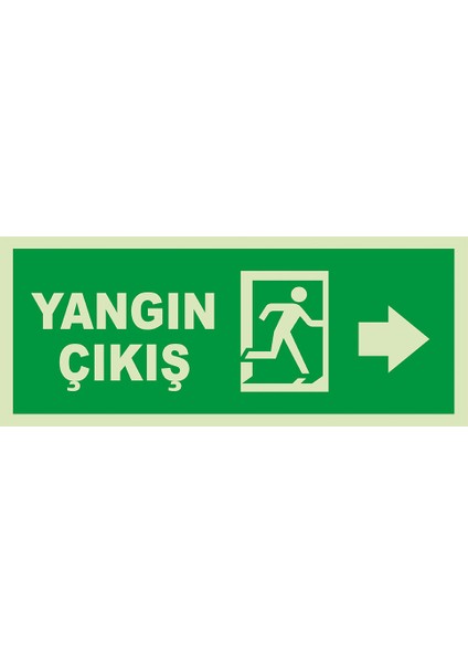 - Yangın Çıkışı Sağ Ok Lümen Folyo Levhası - Sac Malzeme 19.5X8CM