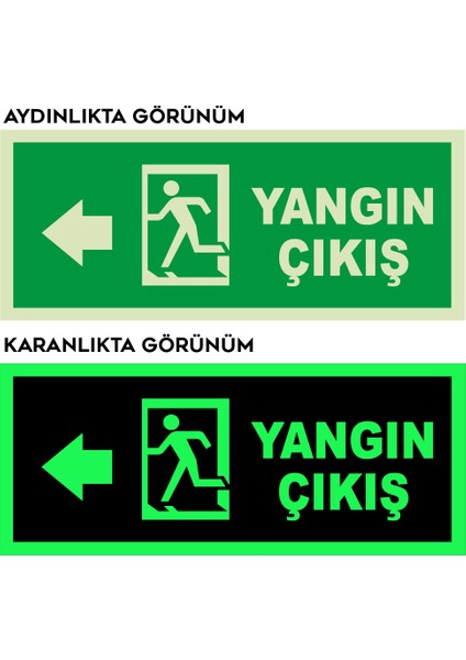 - Yangın Çıkışı Sol Ok Lümen Folyo Levhası - Sac Malzeme 19.5X8CM fiyatları