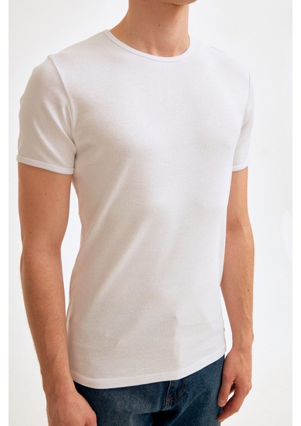 Bisiklet Yaka Basic Tshirt