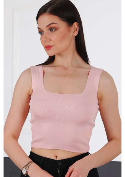 Z2001 Dewberry Kadın Krop Bluz-Pembe