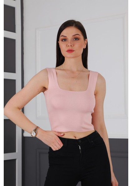 Z2001 Dewberry Kadın Krop Bluz-Pembe modelleri