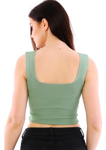 Z2001 Dewberry Kadın Krop Bluz-Yeşil fiyatları