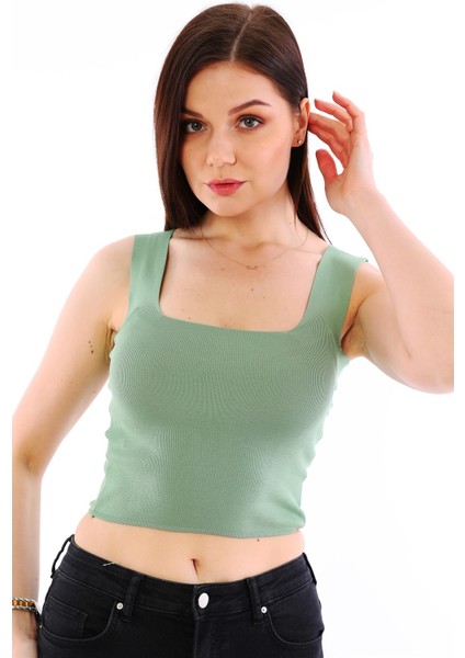 Z2001 Dewberry Kadın Krop Bluz-Yeşil modelleri