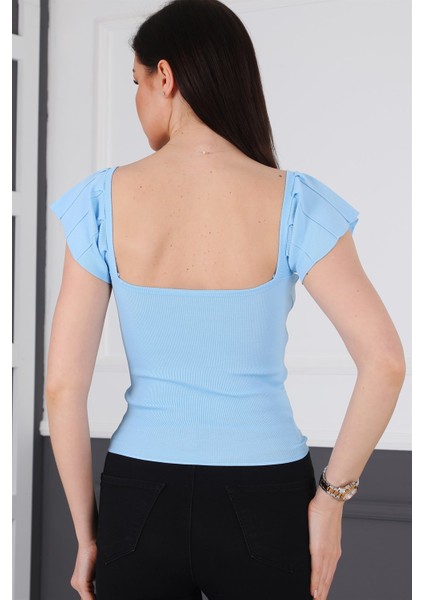 Z2008 Dewberry Kadın Krop Bluz-Mavi modelleri