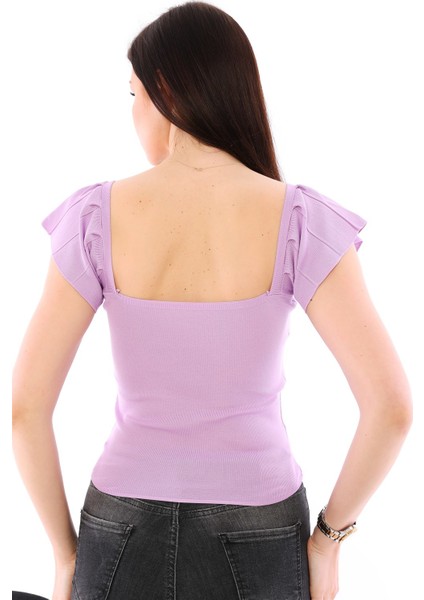 Z2008 Dewberry Kadın Krop Bluz-Lila modelleri