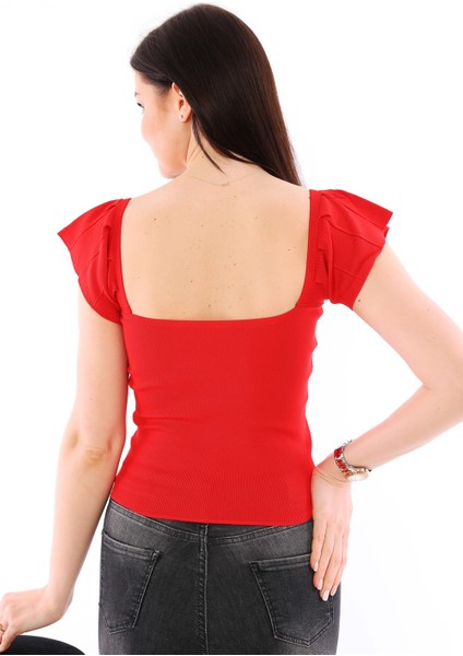 Z2008 Dewberry Kadın Krop Bluz-Kırmızı modelleri