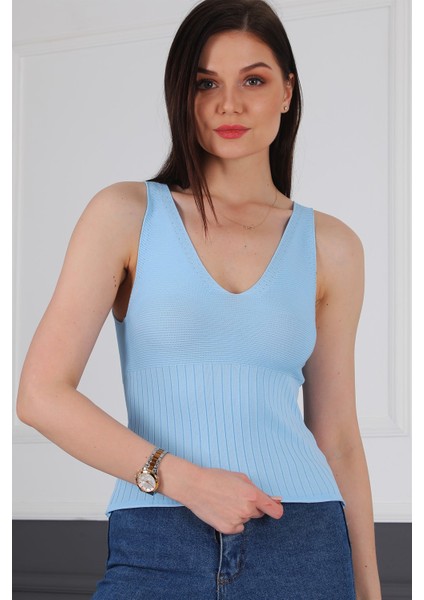 Z2009 Dewberry Kadın Krop Bluz-Mavi fırsatları