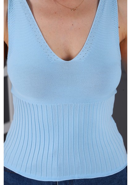 Z2009 Dewberry Kadın Krop Bluz-Mavi indirimleri