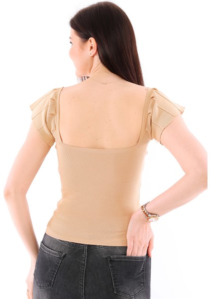 Z2008 Dewberry Kadın Krop Bluz-Vizon modelleri