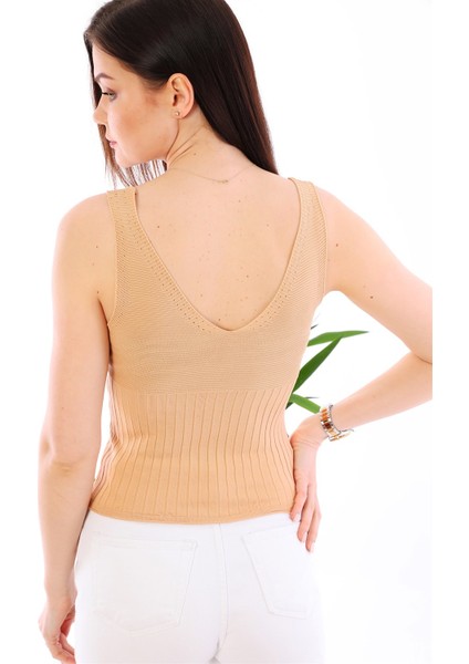 Z2009 Dewberry Kadın Krop Bluz-Vizon fiyatları