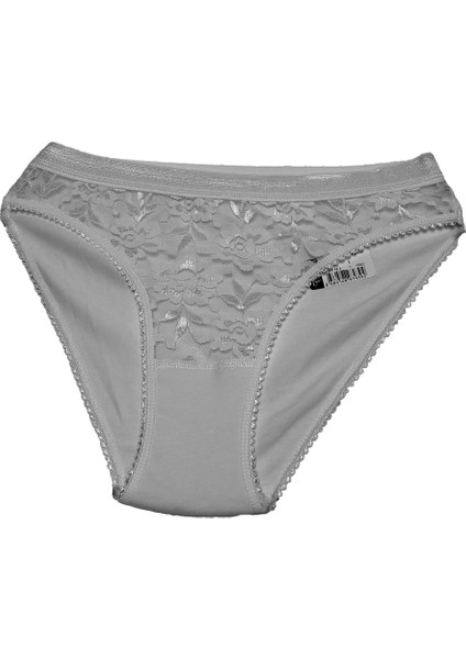 12'li Pamuklu Önü Dantelli Safir Kadın Bikini Külot