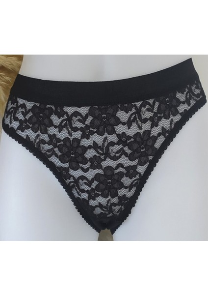 12'li Pamuklu Önü Dantelli Safir Kadın Bikini Külot