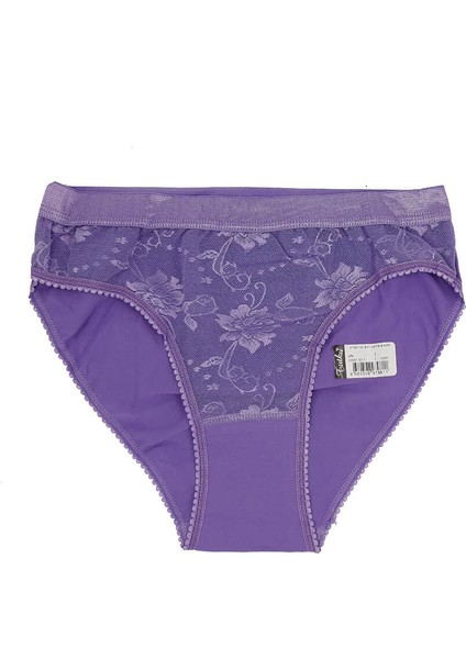 12'li Pamuklu Önü Dantelli Safir Kadın Bikini Külot