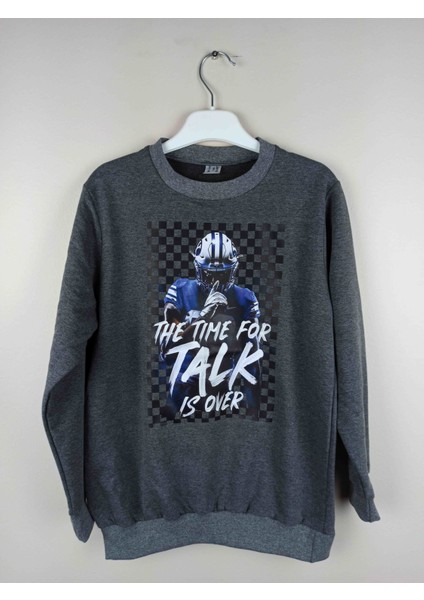 Erkek Garson Baskılı Antrasit Pamuklu Sweatshirt