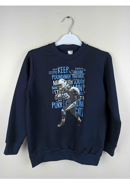 Erkek Garson Baskılı Lacivert Pamuklu Sweatshirt