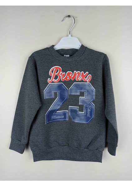 Erkek Çocuk Baskılı Antrasit Pamuklu Sweatshirt