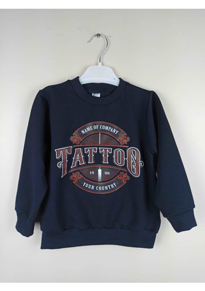 Erkek Çocuk Baskılı Lacivert Pamuklu Sweatshirt