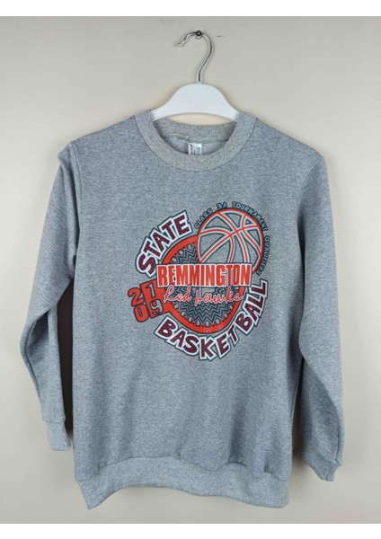 Erkek Garson Baskılı Gri Pamuklu Sweatshirt