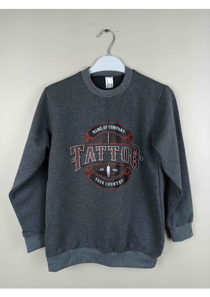 Erkek Garson Baskılı Antrasit Pamuklu Sweatshirt