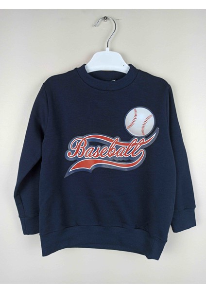 Erkek Çocuk Baskılı Lacivert Pamuklu Sweatshirt